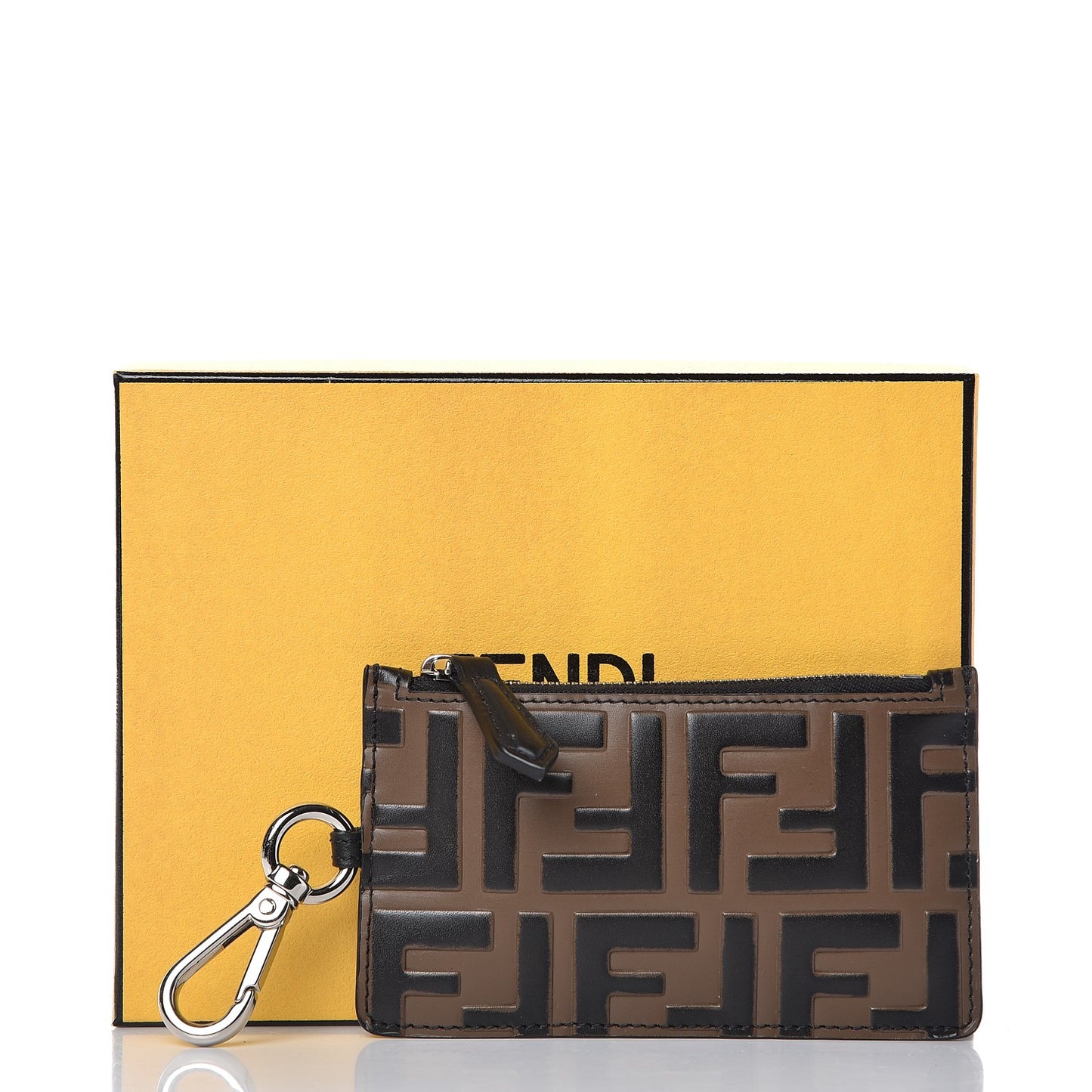 Vitello Century Bi-Color FF 1974 Embossed Coin Purse Maya Black