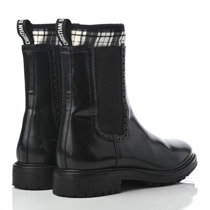 Christian Dior Calfskin Tartan D-Order Low Boot 37.5 Black Off White 4 of 12
