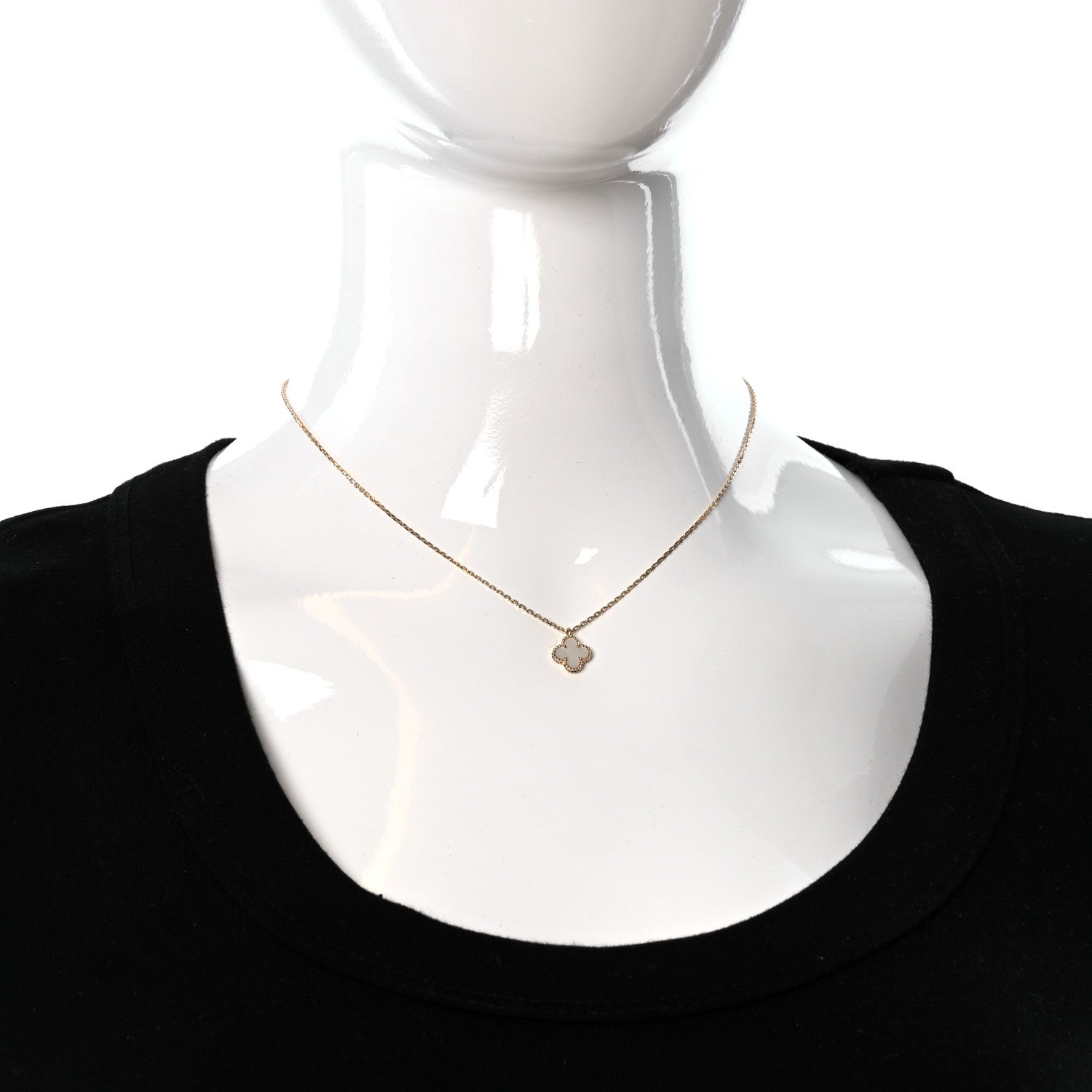 Van Cleef & Arpels 18K Yellow Gold Mother of Pearl Sweet Alhambra Pendant Necklace 3 of 6