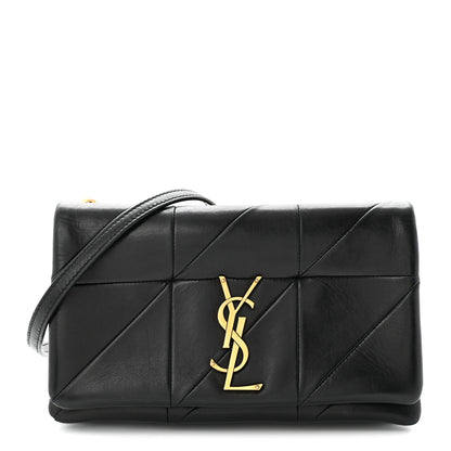 Saint Laurent Lambskin Patchwork Monogram Jamie Chain Wallet Black 1 of 10