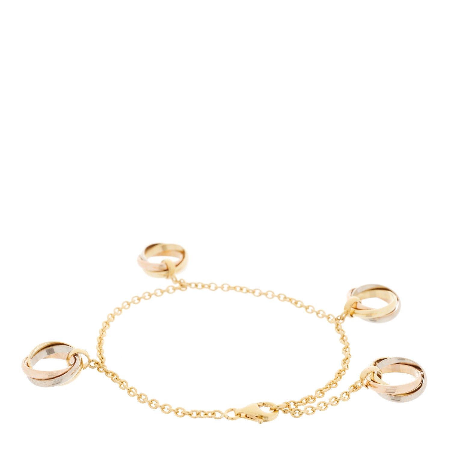 Cartier 18K Pink Yellow White Gold Trinity Charm Bracelet 2 of 5