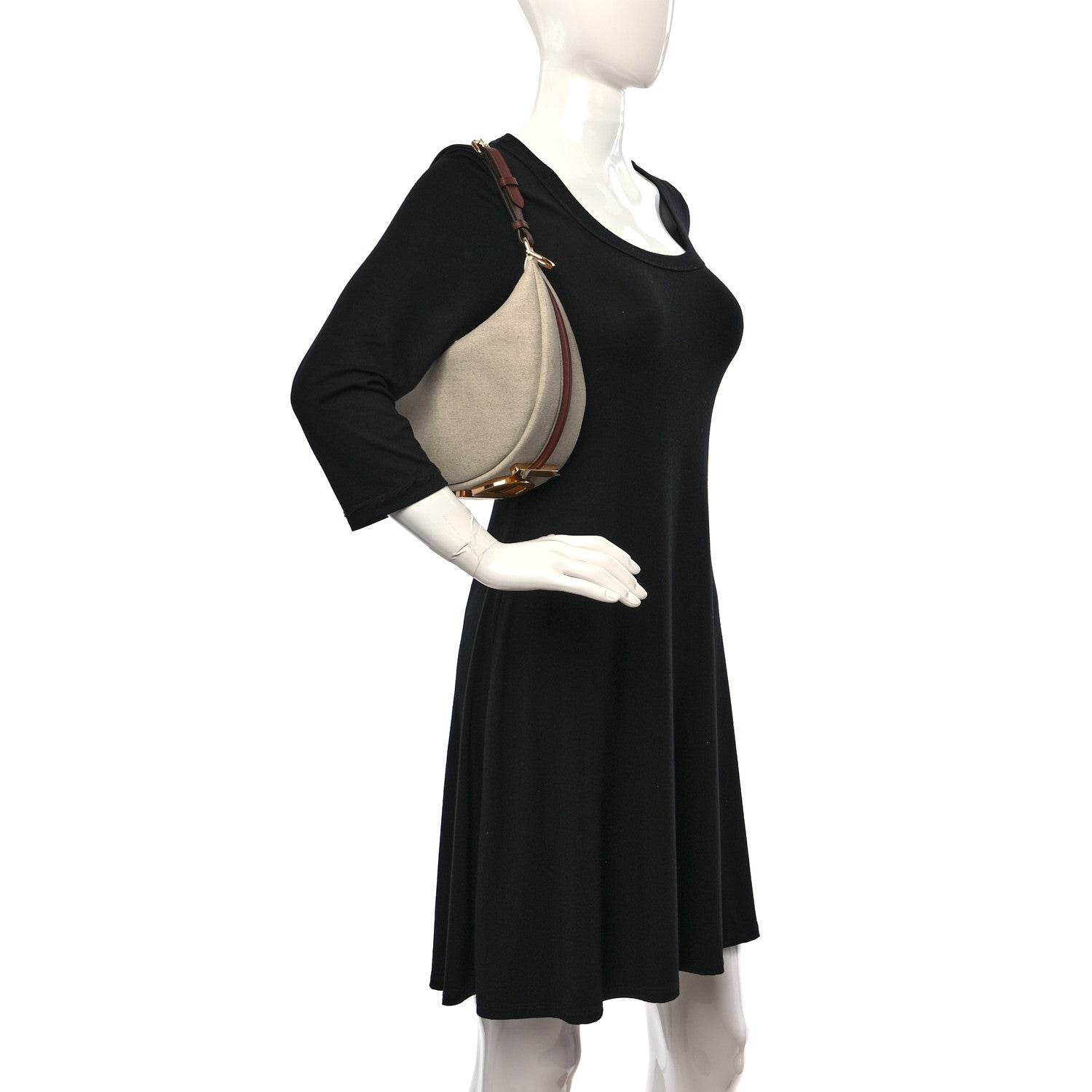 Fendi Canvas Vitello Grace Small Fendigraphy Hobo Bag Grezzo Ghianda 2 of 12