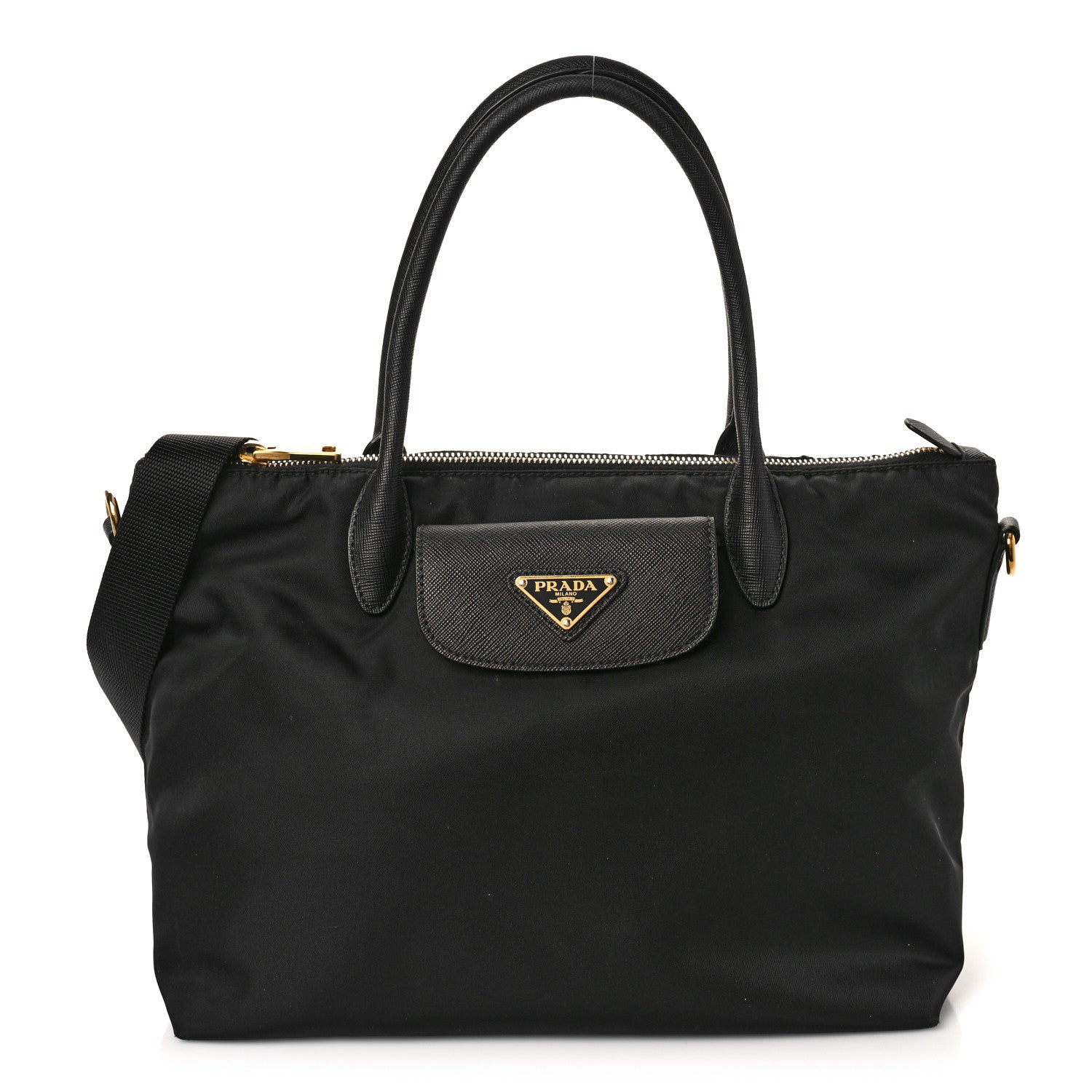 Prada Tessuto Nylon Saffiano Tote Black 1 of 10