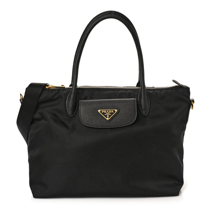 Prada Tessuto Nylon Saffiano Tote Black 1 of 10