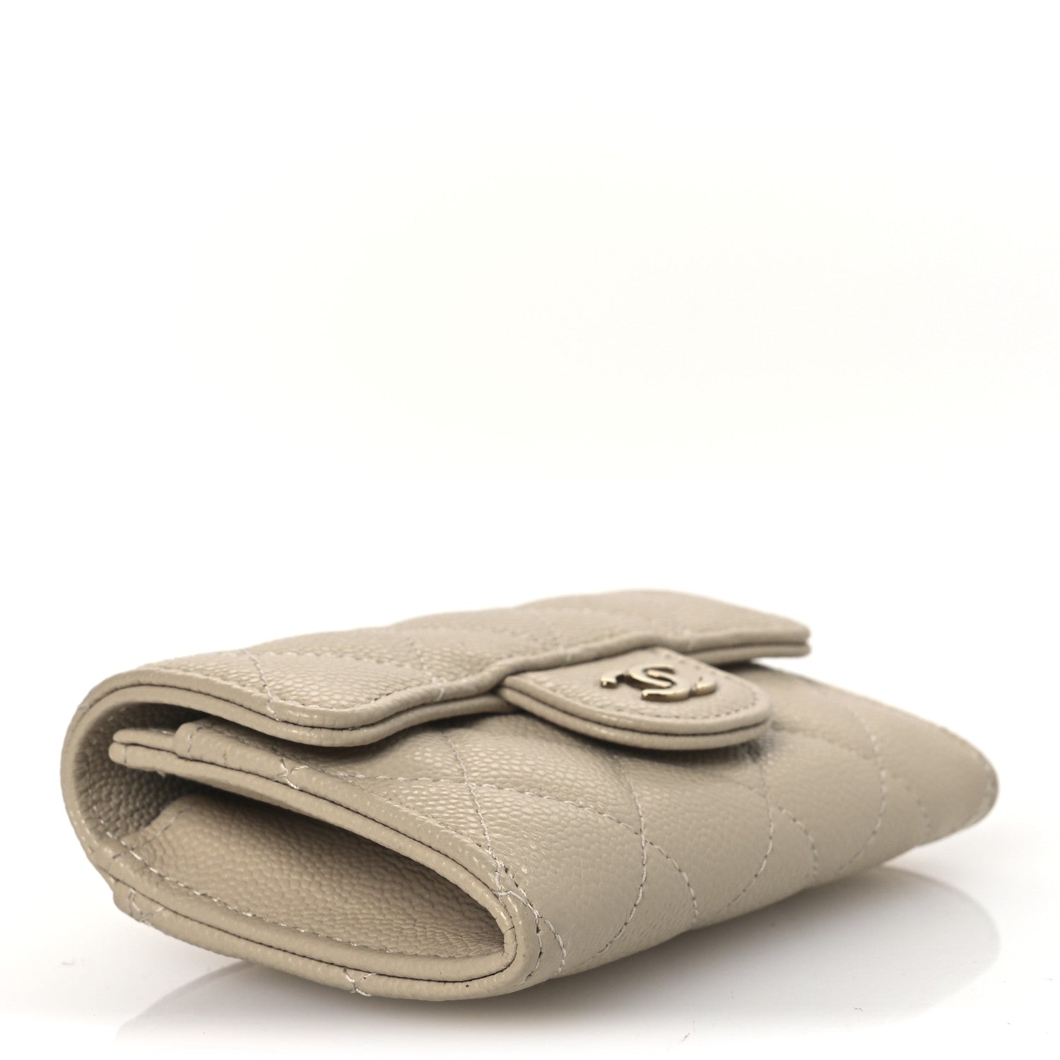 Chanel Caviar Quilted Flap Card Holder Wallet Beige 4 of 9