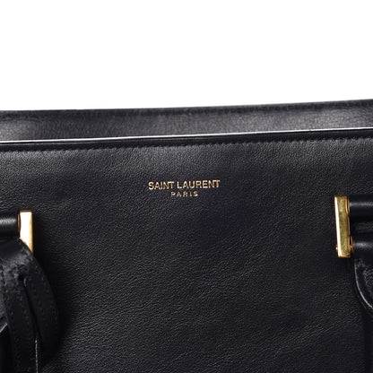 Saint Laurent Calfskin Medium Monogram Cabas Navy 7 of 12