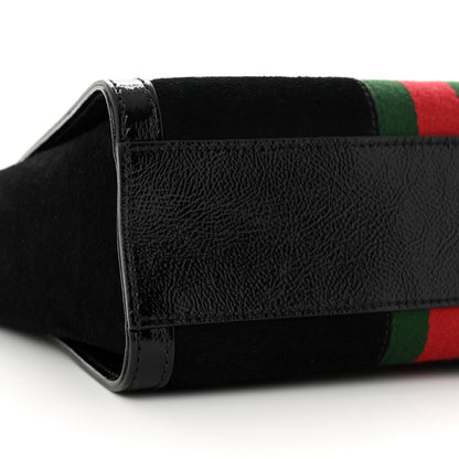 Gucci Suede Patent GG Web Small Ophidia Tote Bag Black 9 of 17