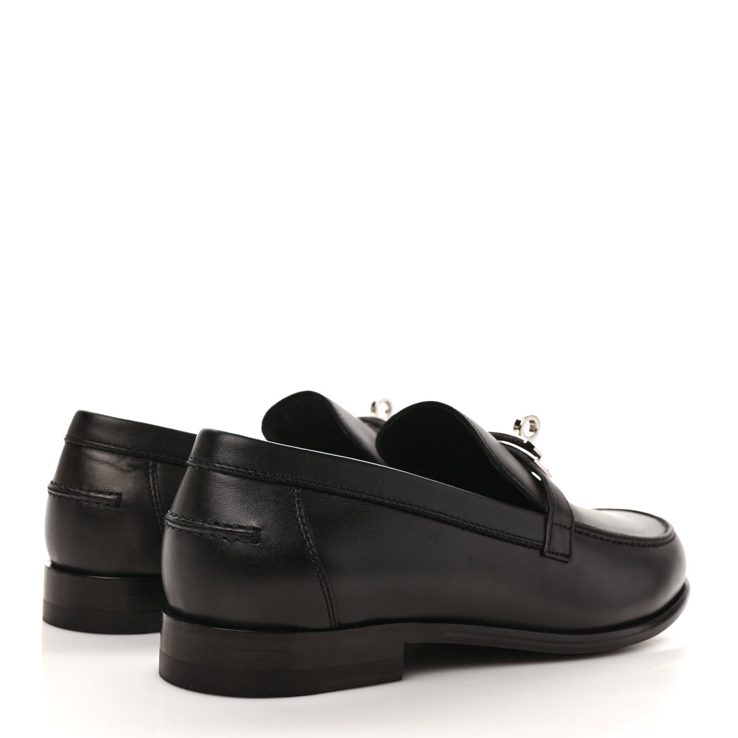 Hermes Calfskin Womens Destin Loafers 37 Black 4 of 9