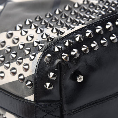 Burberry Nylon Beat Check Studded Hobo Black 14 of 22