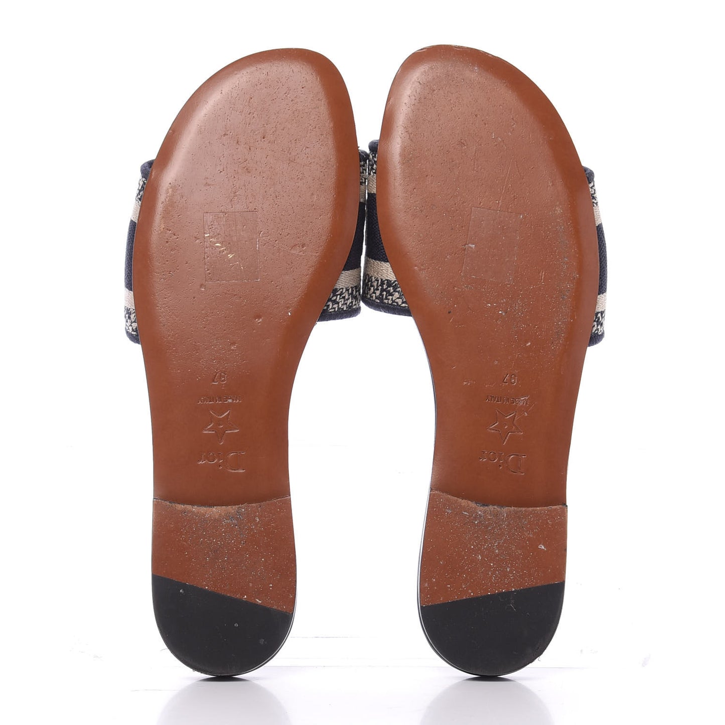 Canvas Embroidered Dway Mules Slide Sandals 37 Deep Blue