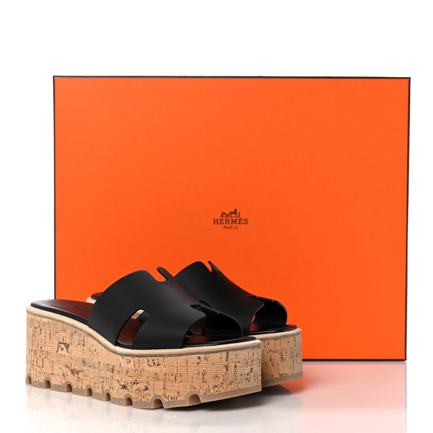 Calfskin Cork Eze 30 Sandals 35 Black