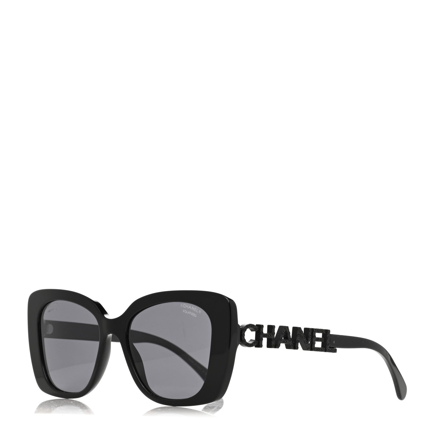 Chanel Acetate Strass Polarized Square Sunglasses 5422-B Black 1 of 7