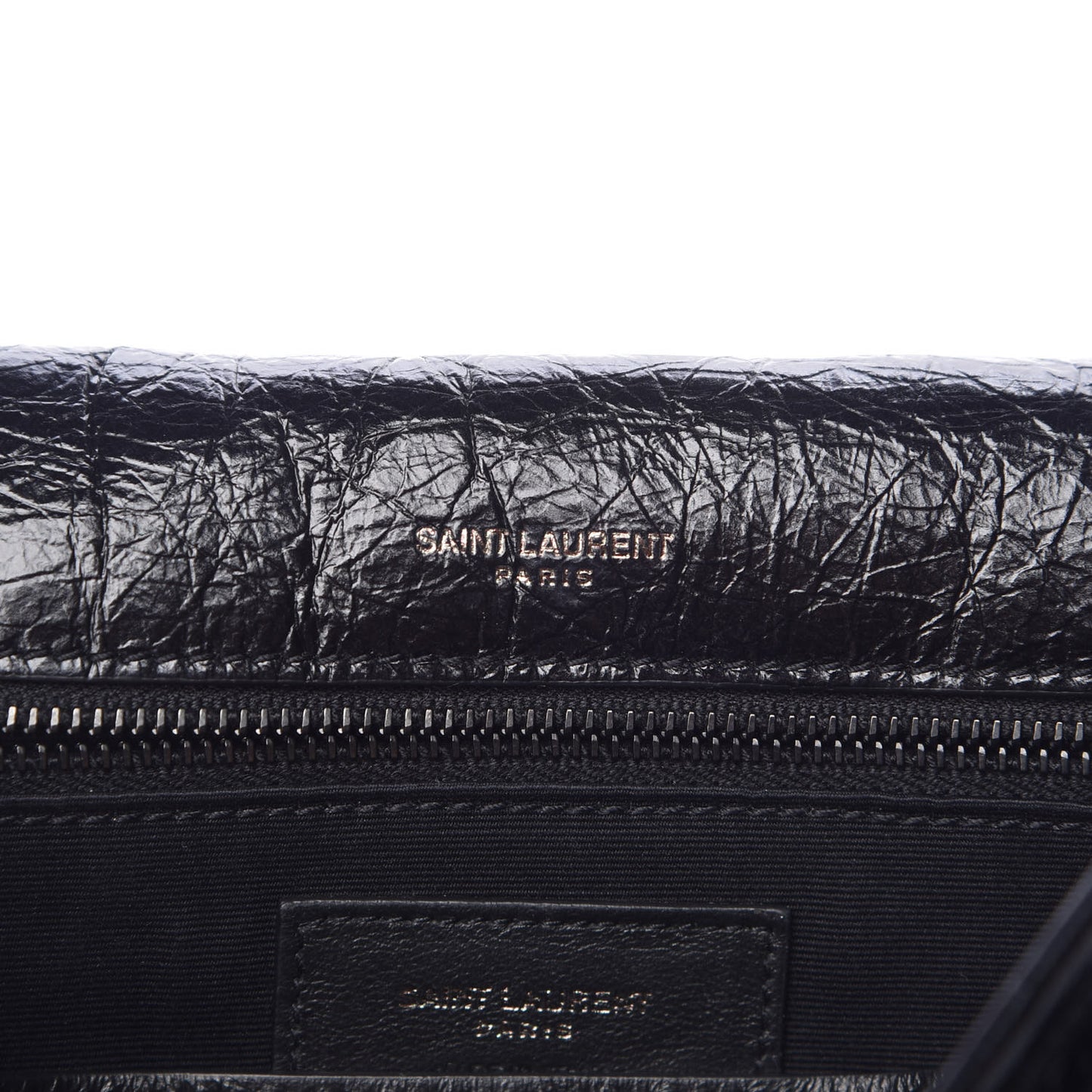 Crinkled Calfskin Matelasse Monogram Medium Niki Chain Satchel Black