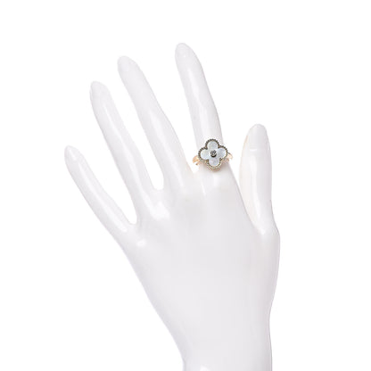 Van Cleef & Arpels 18K Yellow Gold Diamond Mother of Pearl Vintage Alhambra Ring 52 6 2 of 5
