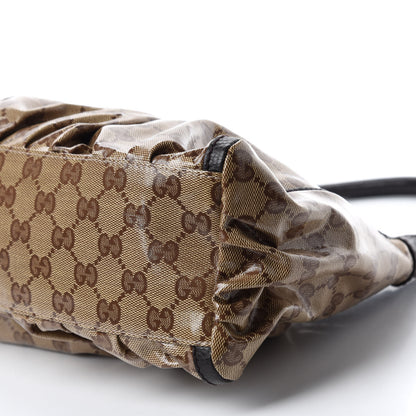 Gucci Crystal Monogram D Ring Gold Hobo Brown 7 of 11