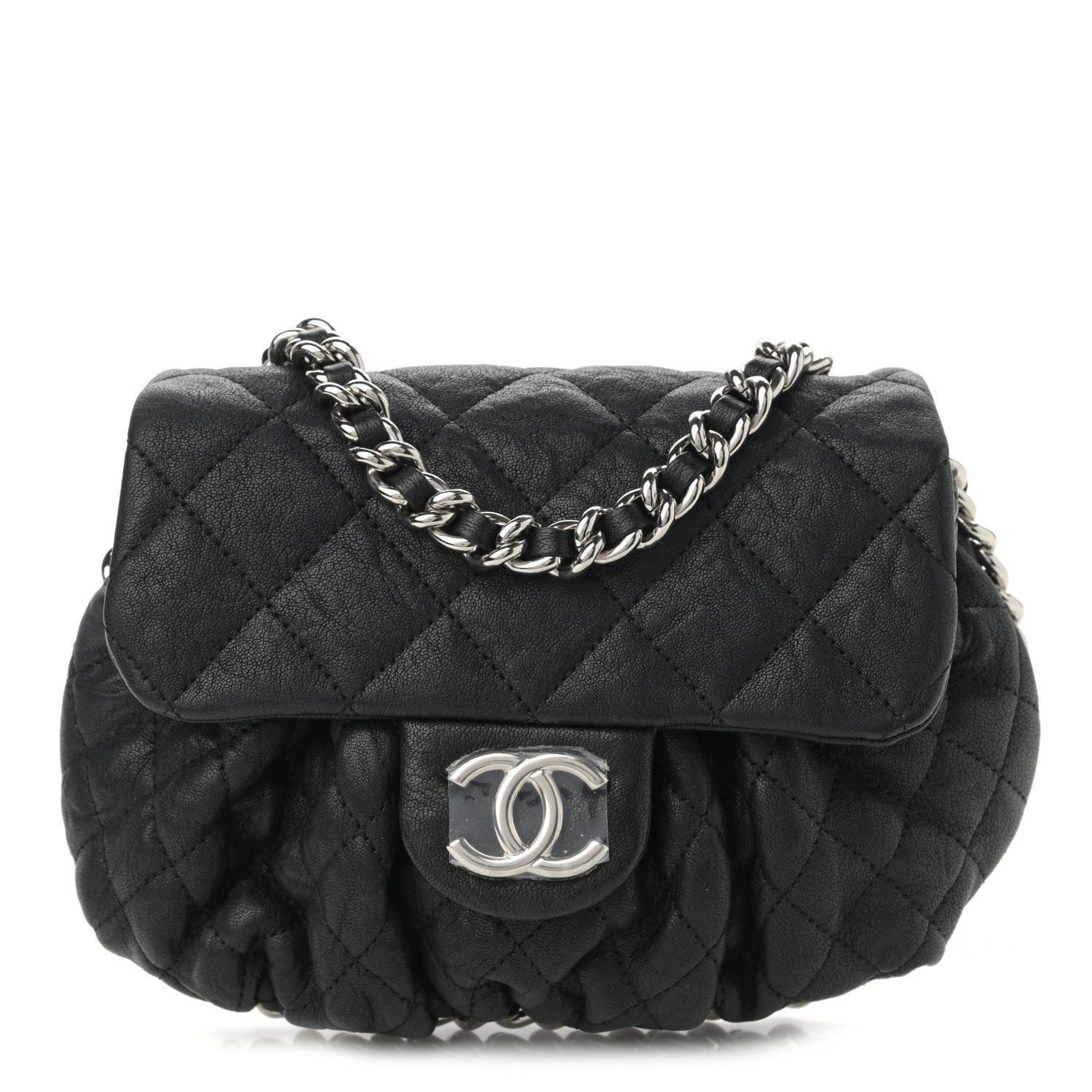 Chanel Washed Lambskin Quilted Mini Chain Around Messenger Black 1 of 10