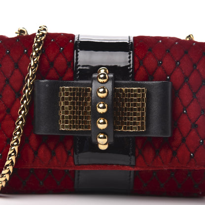 Christian Louboutin Velvet Patent Spikes Mini Sweety Charity Crossbody Bag Red Black 11 of 11