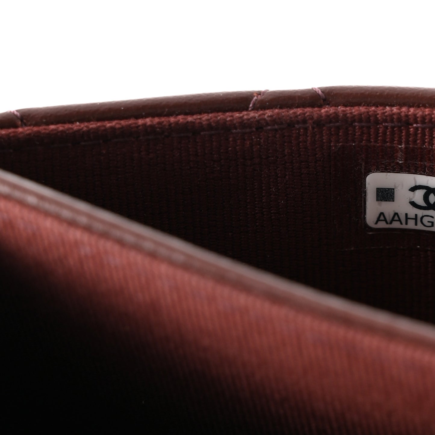 Lambskin Quilted Flap Card Holder Wallet Dark Brown