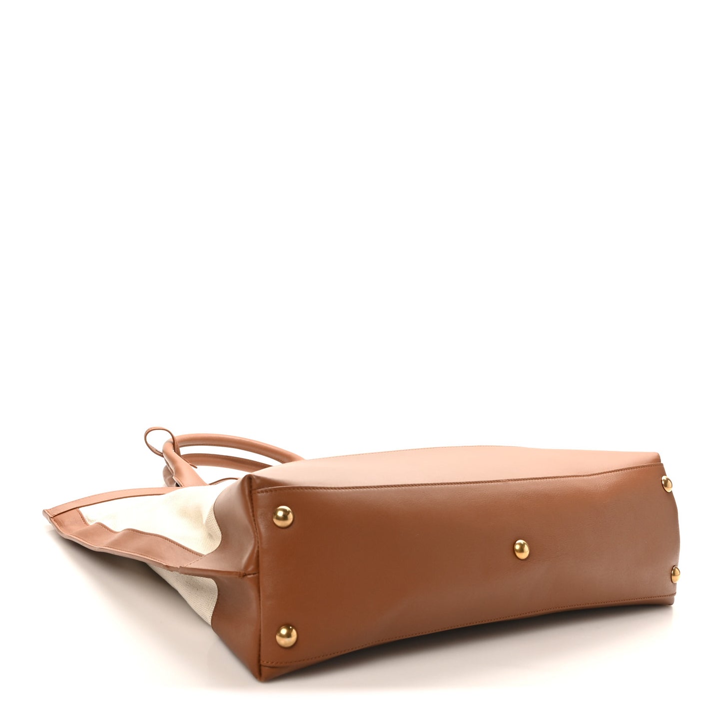 Calfskin Linen Two Tone Cabas Tote Beige
