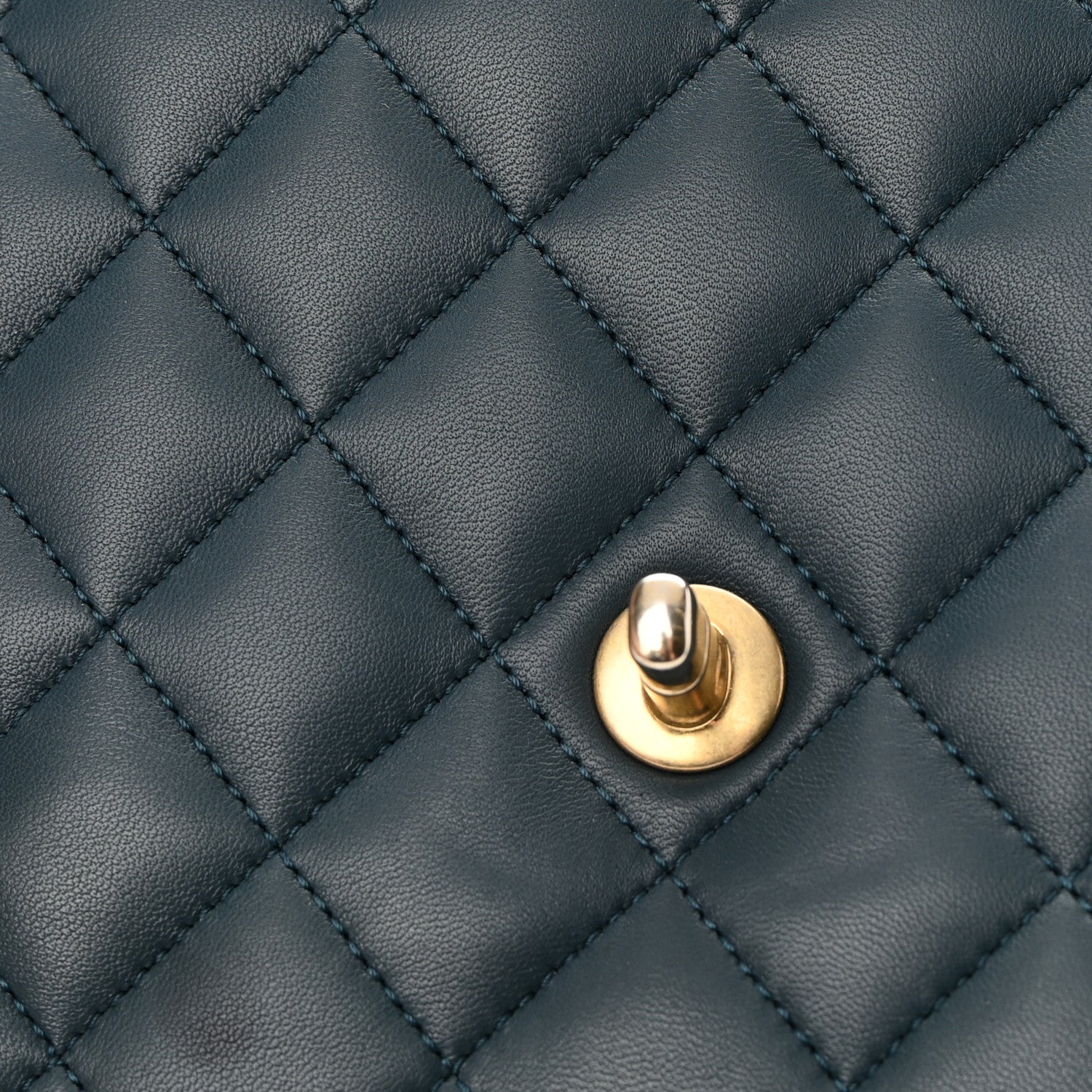 Chanel Lambskin Quilted Bi-Color Flap Navy Turquoise 14 of 16