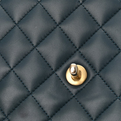 Chanel Lambskin Quilted Bi-Color Flap Navy Turquoise 14 of 16