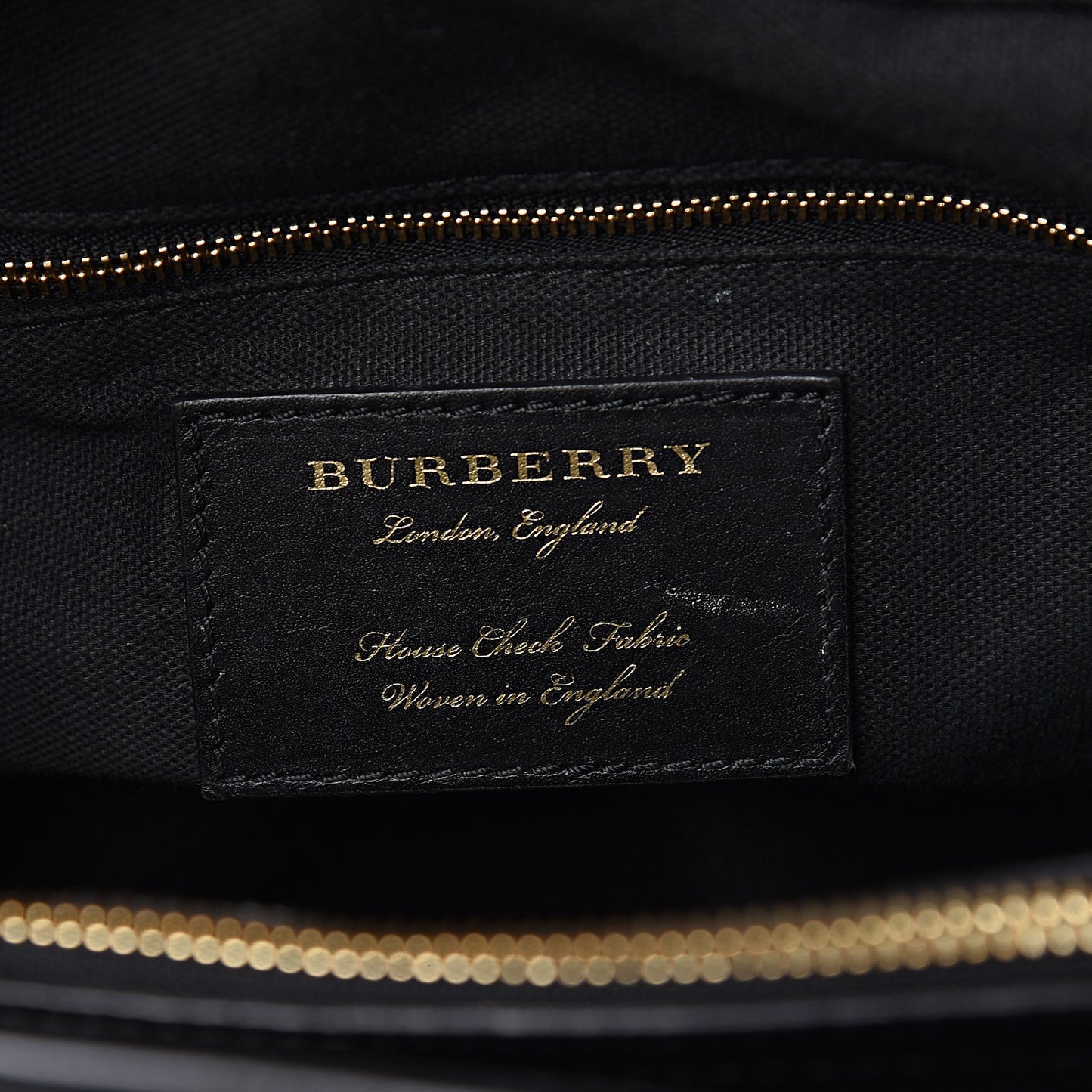 Grainy Calfskin House Check Medium Banner Tote Black
