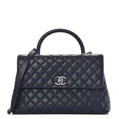 Chanel Caviar Quilted Medium Coco Handle Flap Navy Blue 1 of 11