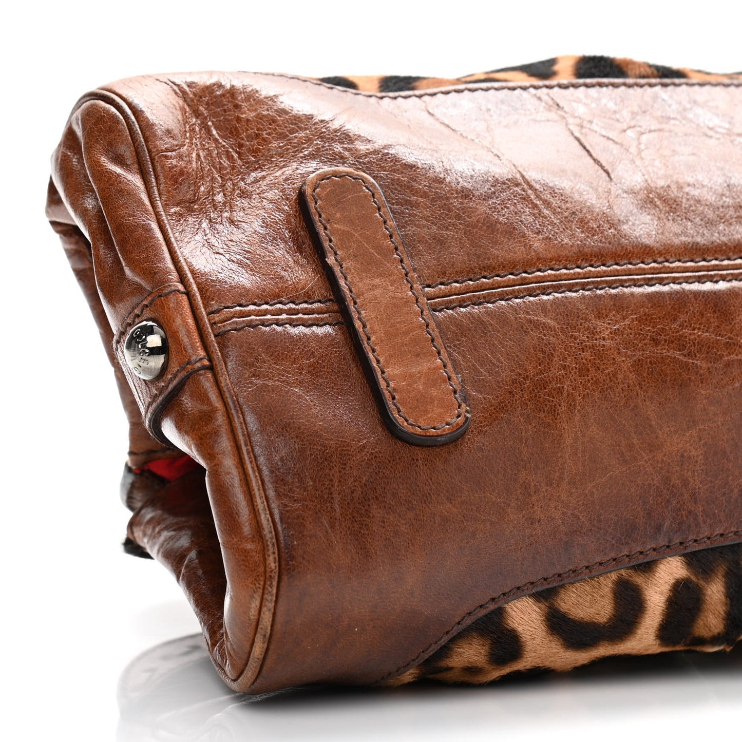 Calf Hair Leopard Print Miss Romantique Satchel Tan