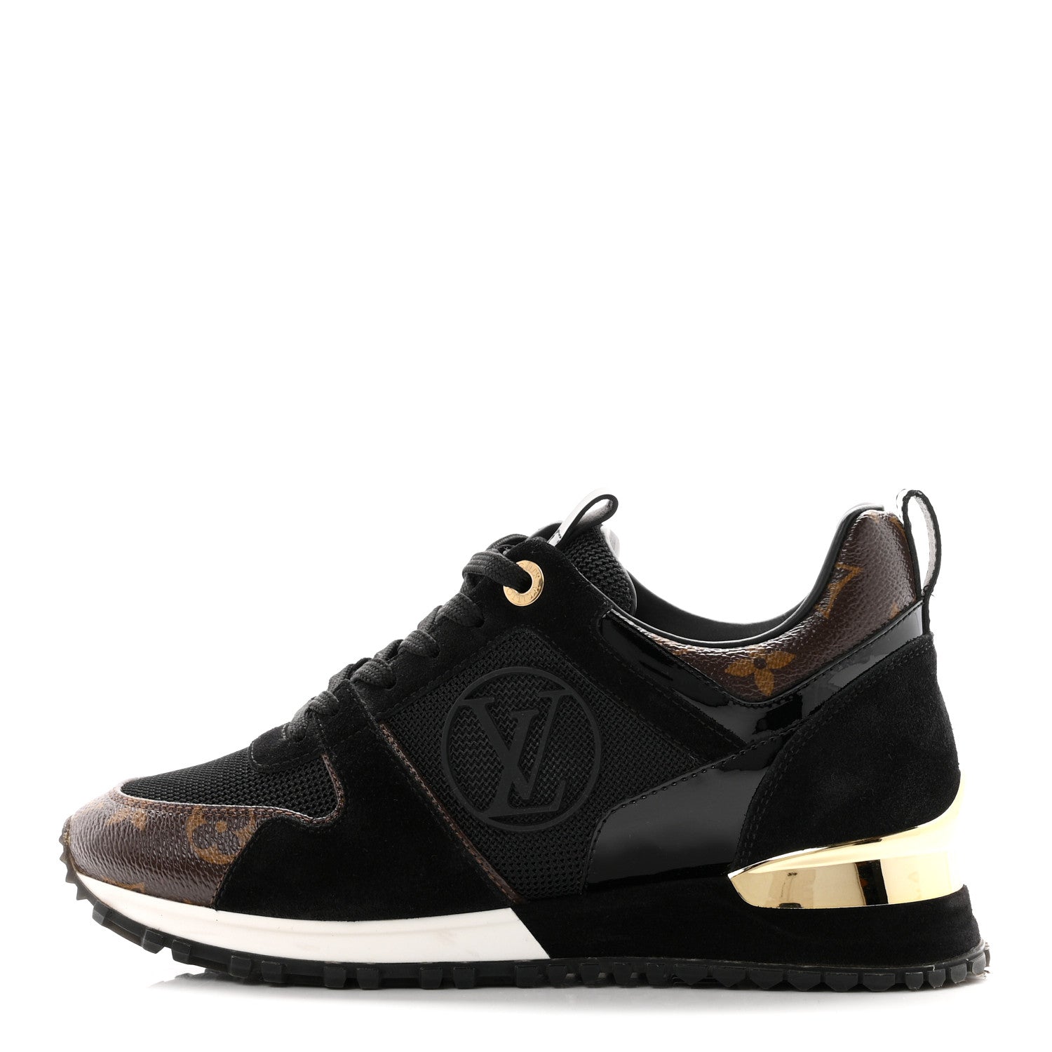 Louis Vuitton Suede Monogram Run Away Sneakers 35 Black 1 of 10