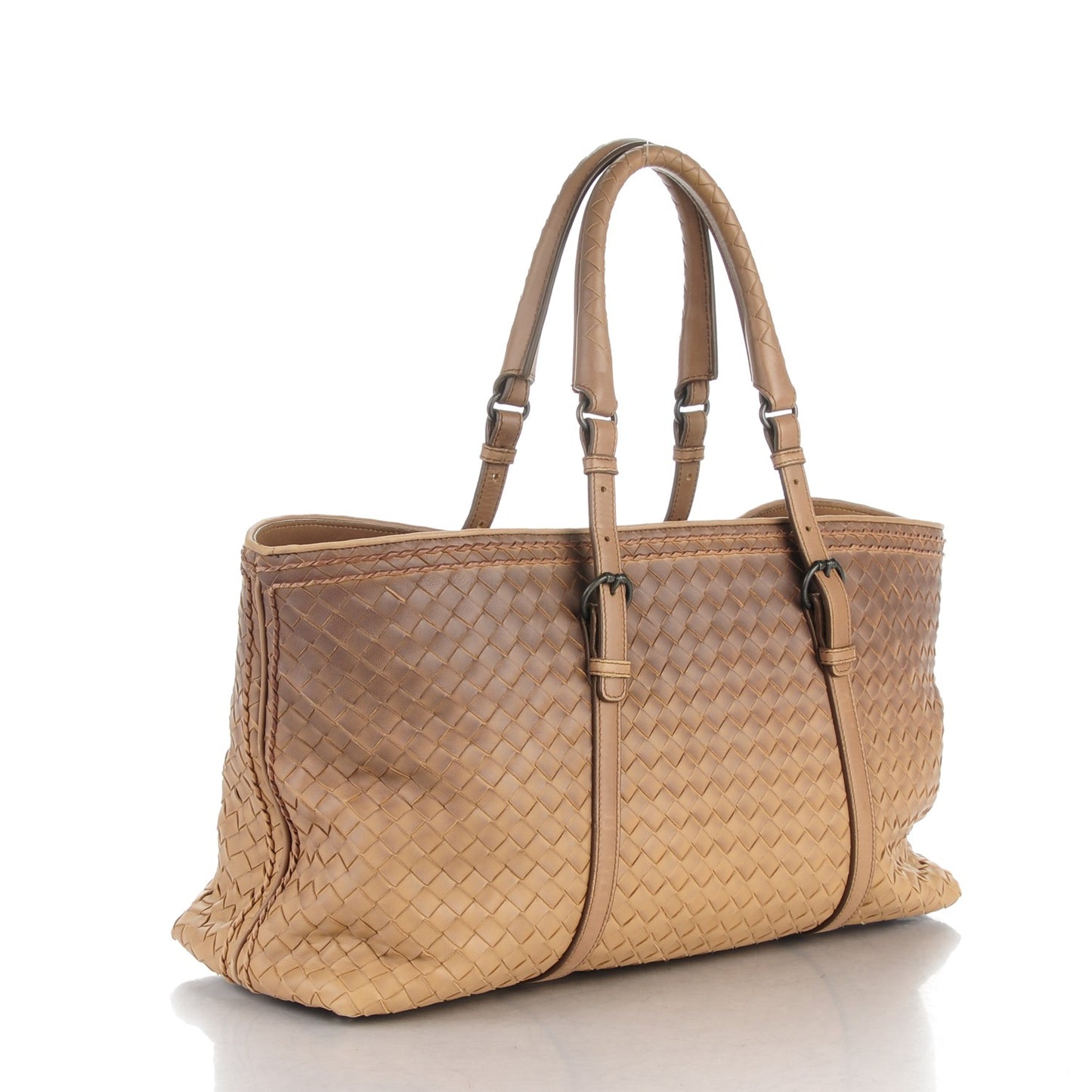 Nappa Intrecciato Large Ombre Tote Camel