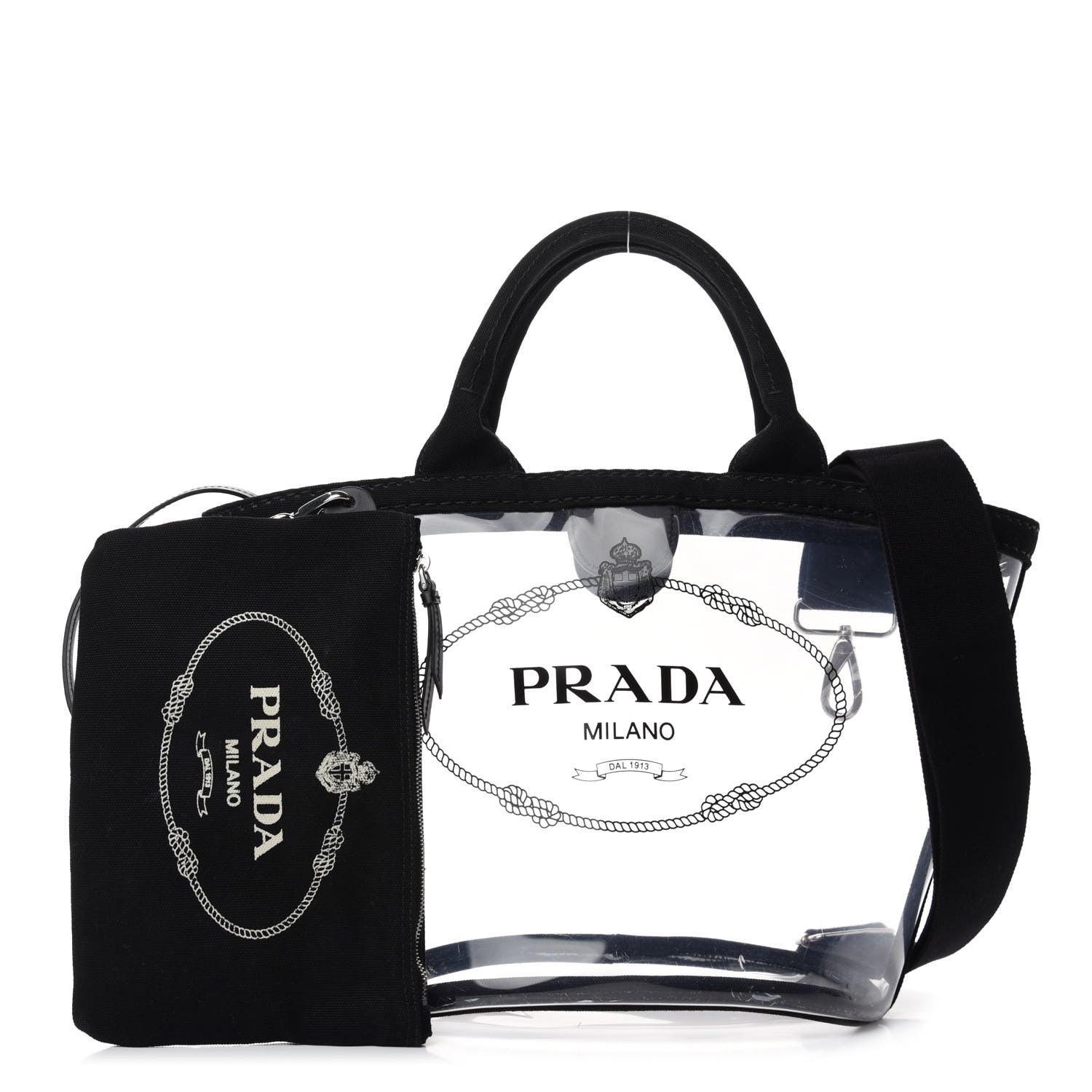 Prada Plexiglass Canapa Small Shopper Tote Black 1 of 11