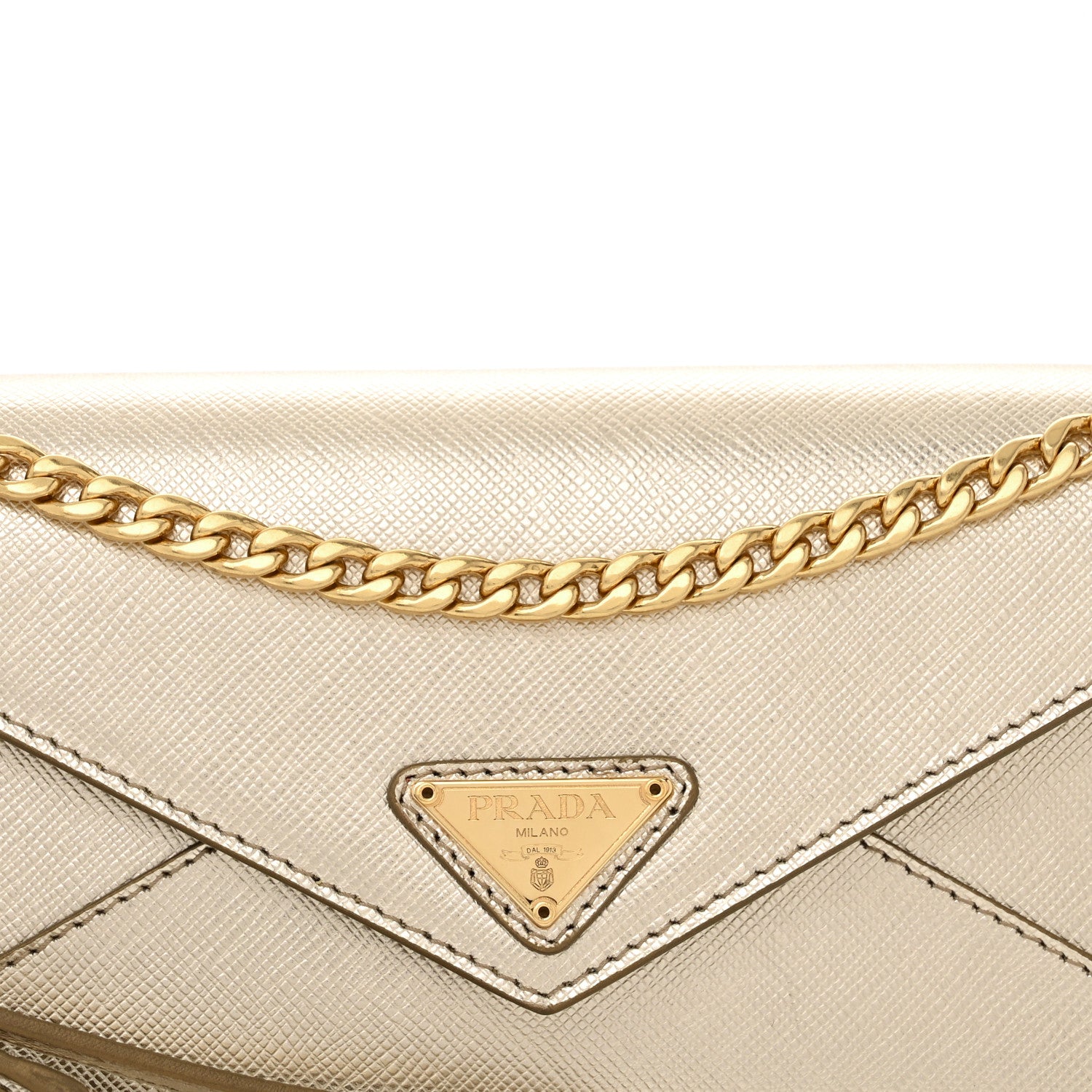 Prada Metallic Saffiano Triangle Mini Crossbody Bag Platino 8 of 10