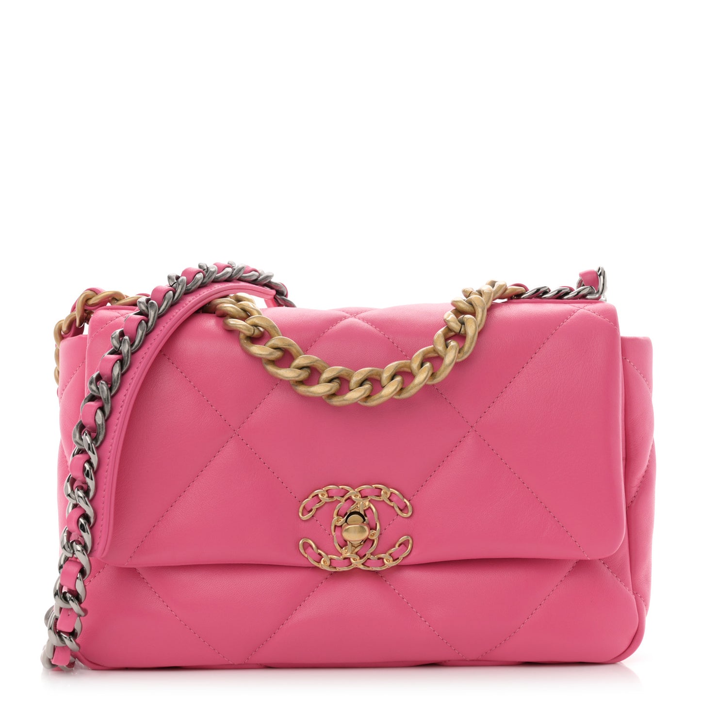 Lambskin Quilted Medium Chanel 19 Flap Dark Pink