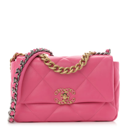 Chanel Lambskin Quilted Medium Chanel 19 Flap Dark Pink 1 of 11