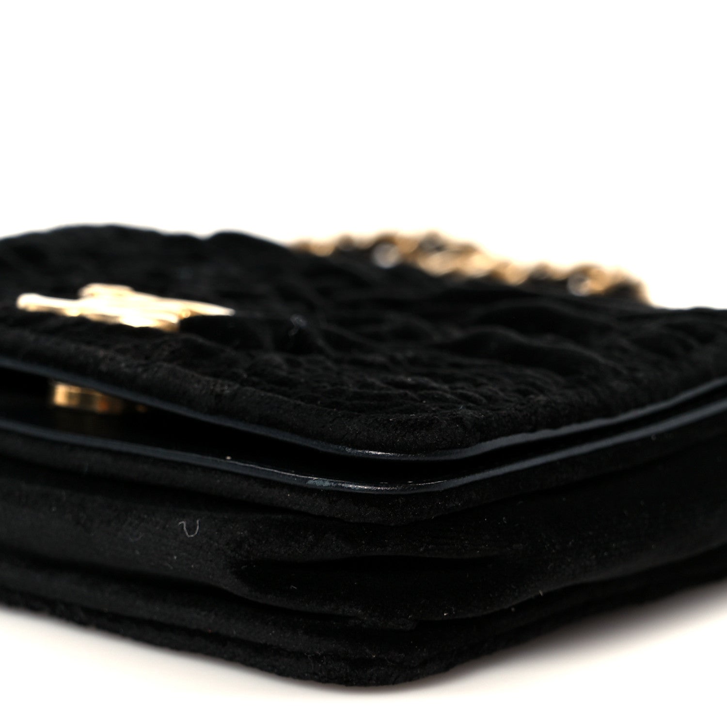 Chanel Velvet Quilted Camellia Velvet Flap Coin Purse With Chain Black 11 of 11