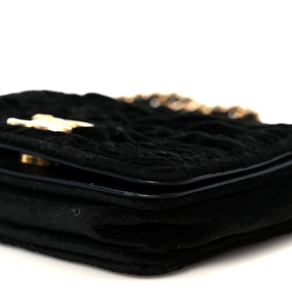 Chanel Velvet Quilted Camellia Velvet Flap Coin Purse With Chain Black 11 of 11