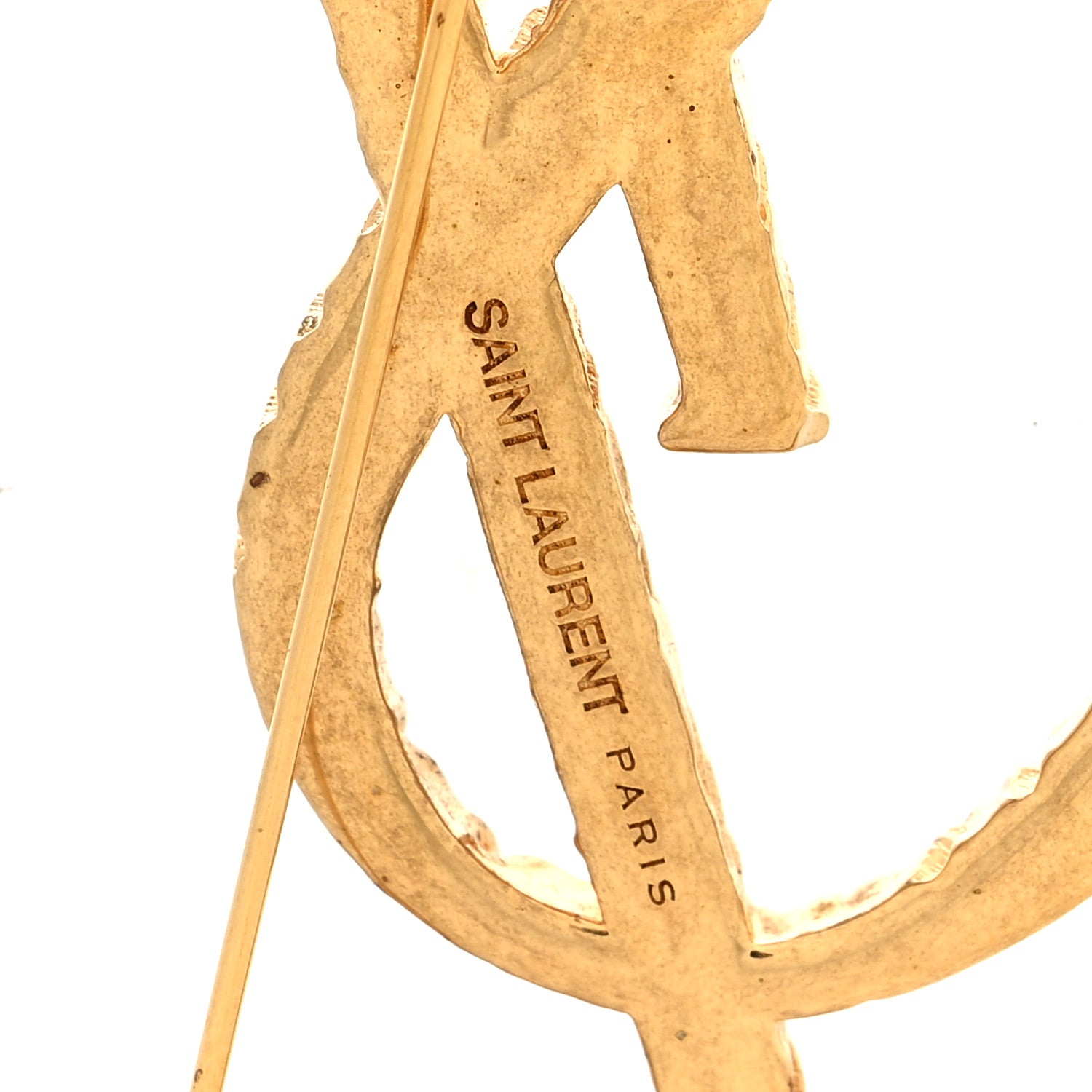 Saint Laurent Brass Cassandre Opyum YSL Twisted Brooch Gold 3 of 4