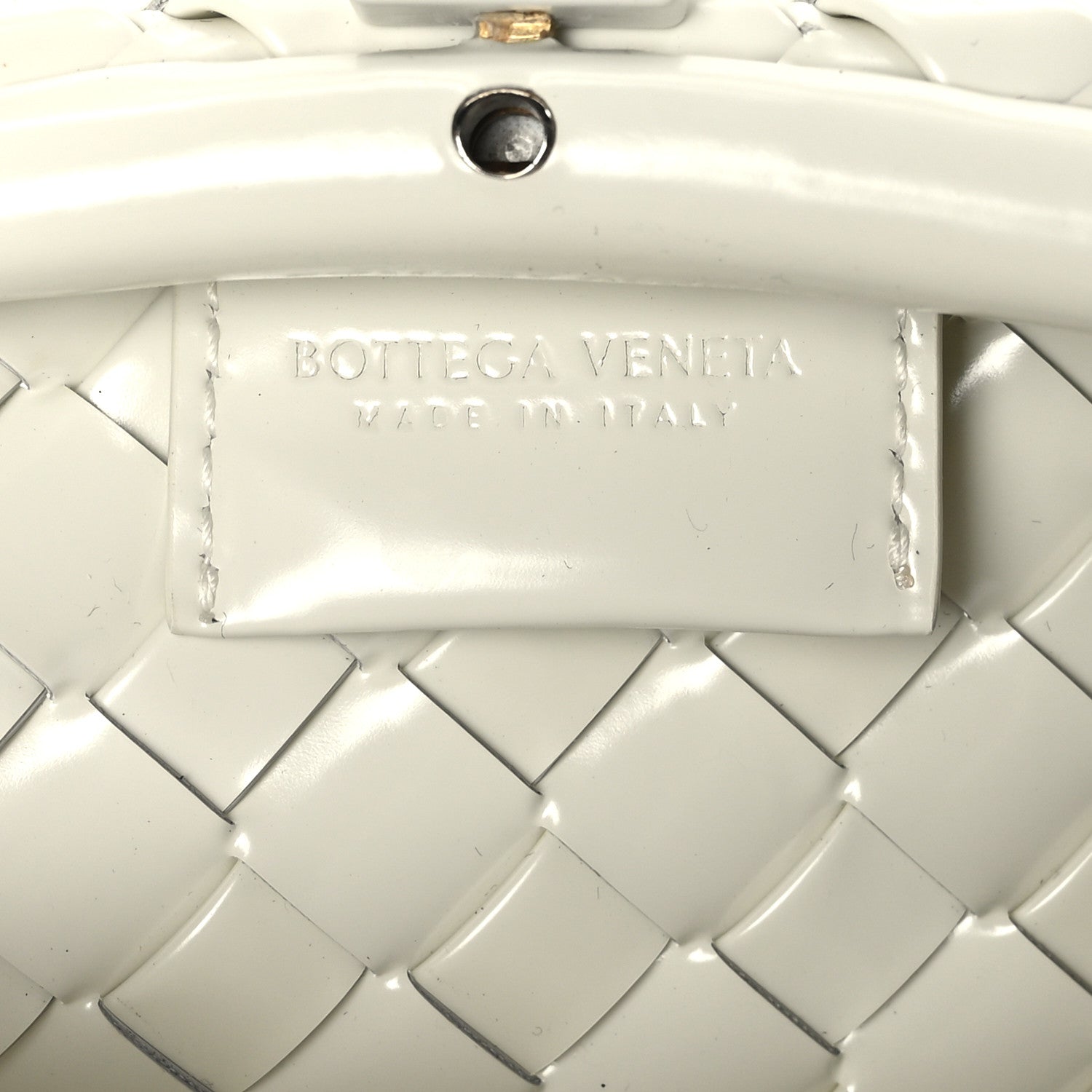 Bottega Veneta Patent Nappa Intrecciato Top Handle Shoulder Bag Chalk 6 of 8