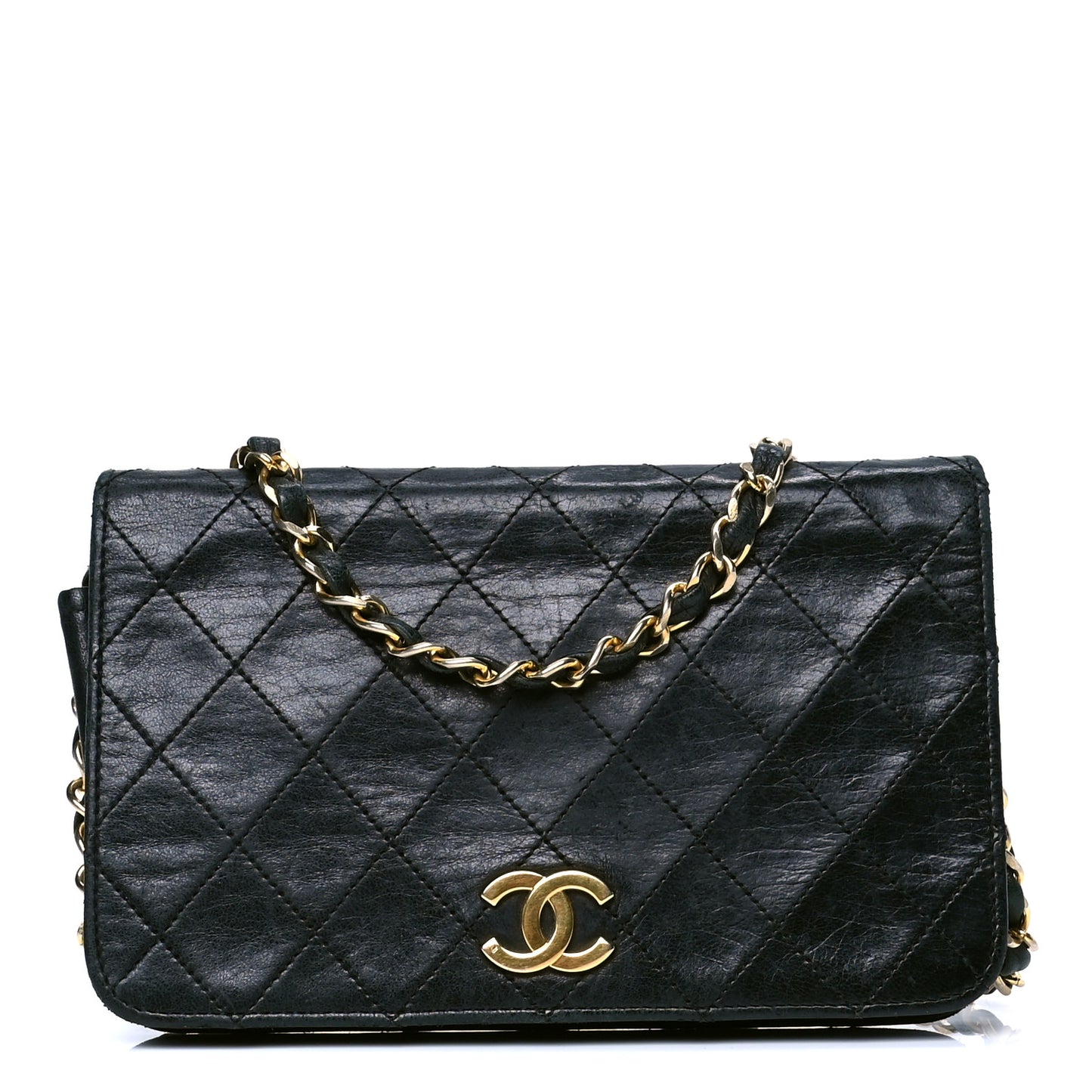 Lambskin Quilted Small Single Flap Black