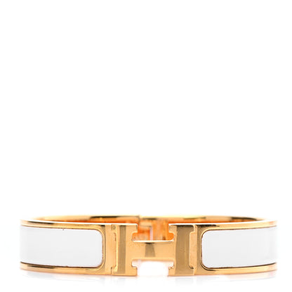 Hermes Enamel Narrow Clic Clac H Bracelet PM White 1 of 4