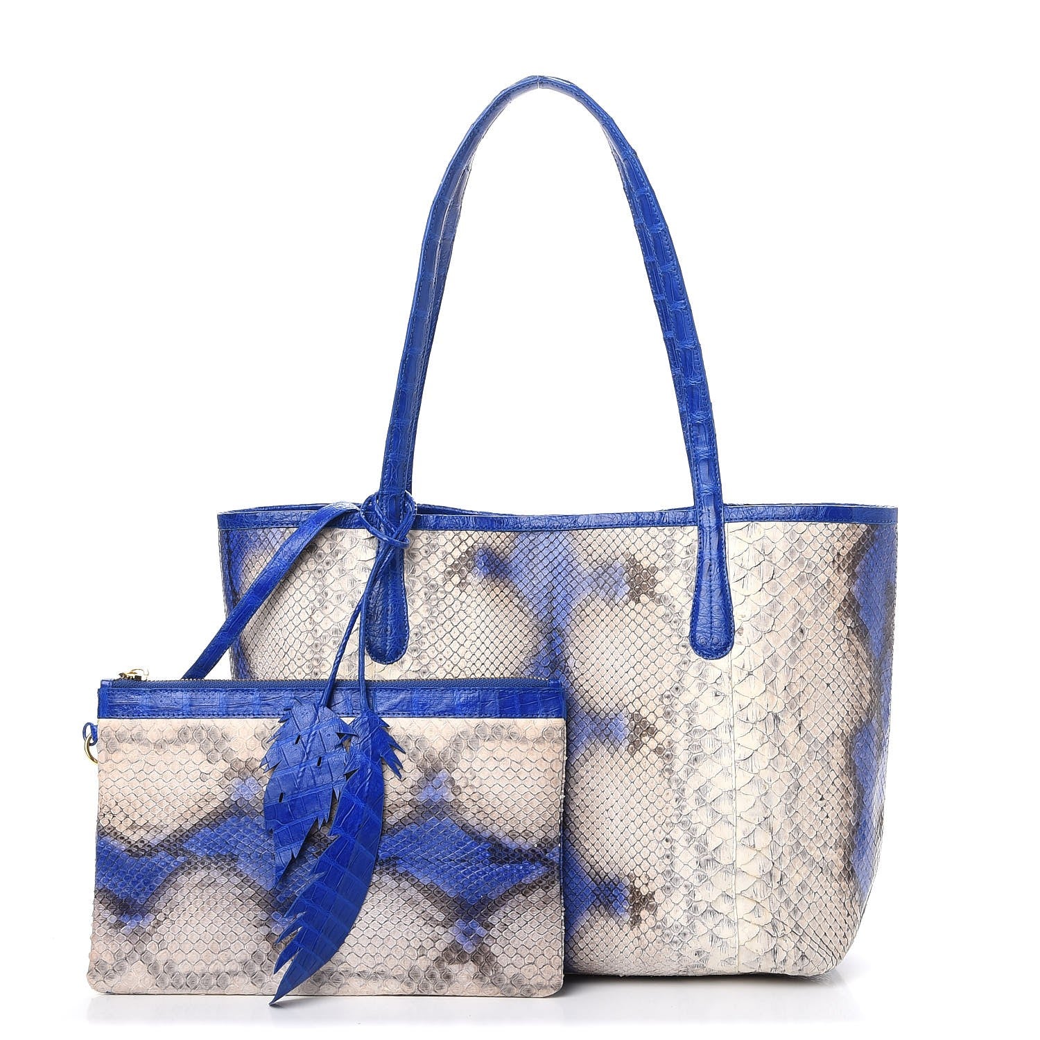 Nancy Gonzalez Python Crocodile Small Erica Shopper Tote Cobalt 3 of 15