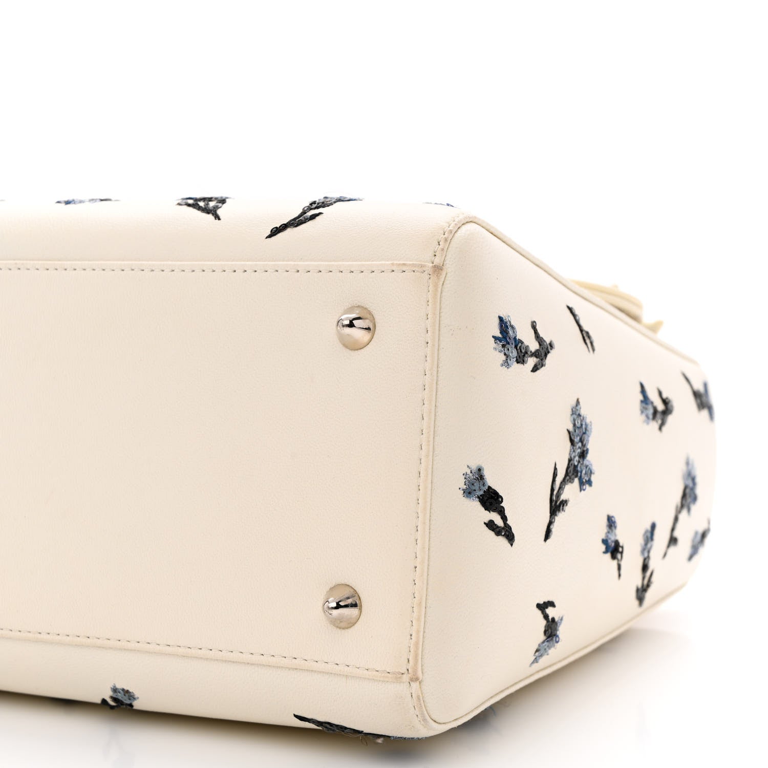 Christian Dior Lambskin Embroidered Sequin Medium Flower Lady Dior Off White 10 of 17