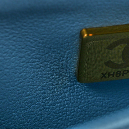 Chanel Lambskin Quilted Metal Twist Top Handle Wallet On Chain WOC Blue 8 of 13