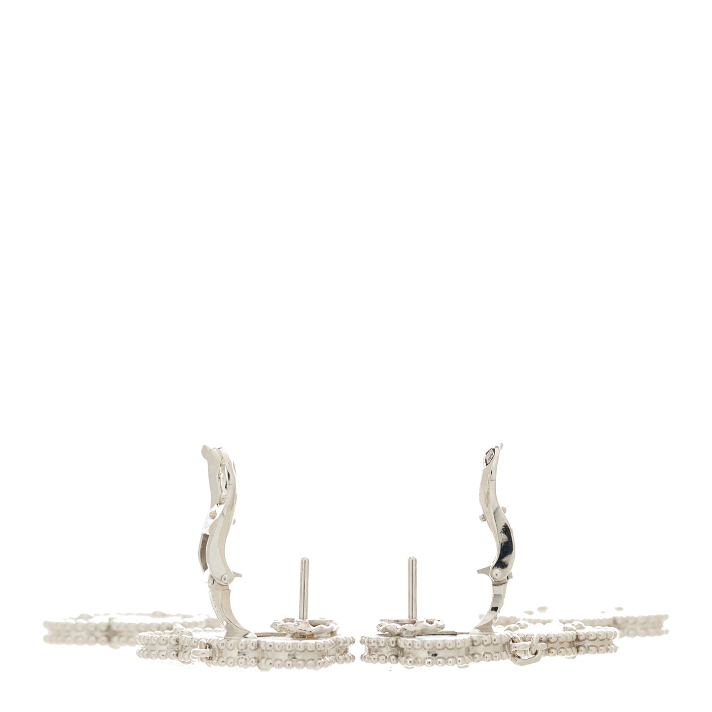 18K White Gold Mother of Pearl 3 Motifs Magic Alhambra Earrings