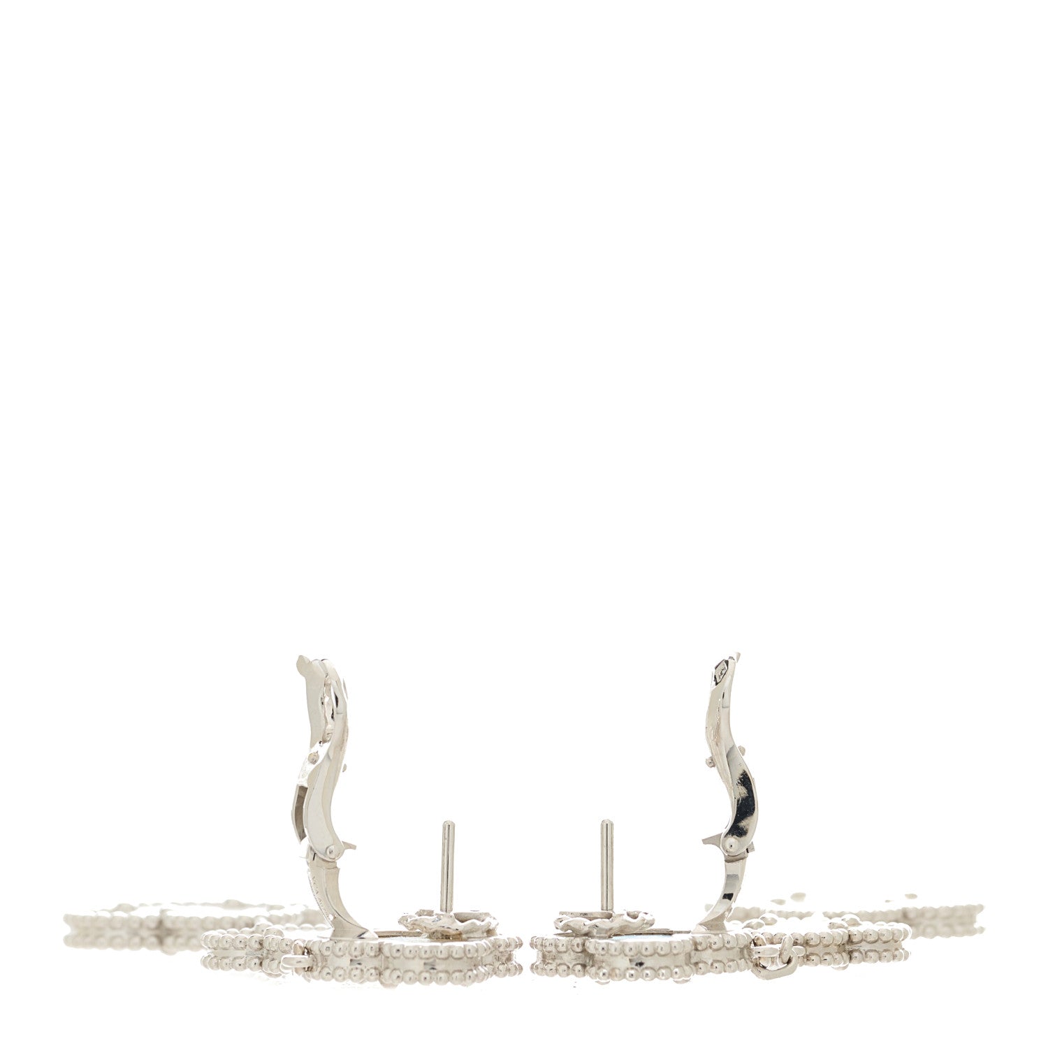 Van Cleef & Arpels 18K White Gold Mother of Pearl 3 Motifs Magic Alhambra Earrings 3 of 5