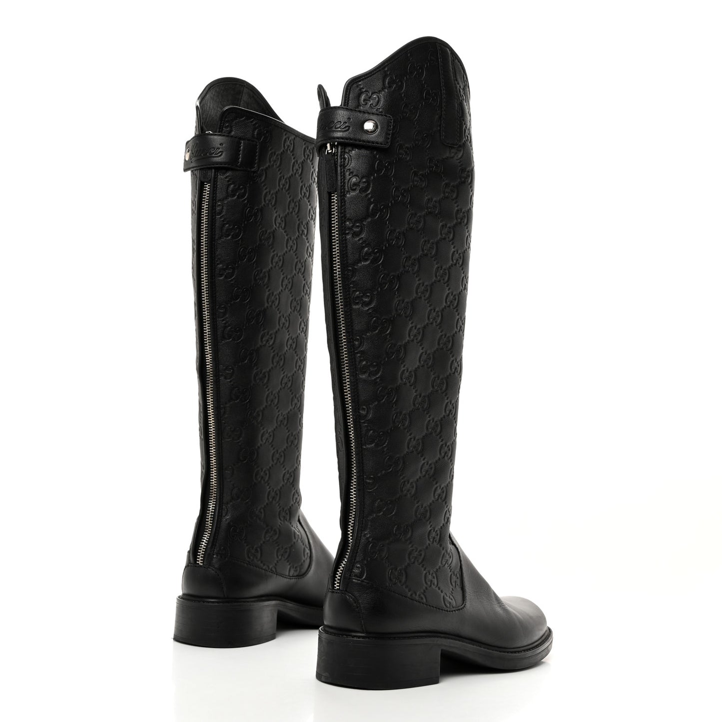 Guccissima Calfskin Miro Soft Knee High Riding Boots 37 Black