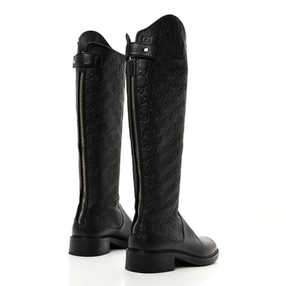 Gucci Guccissima Calfskin Miro Soft Knee High Riding Boots 37 Black 4 of 8