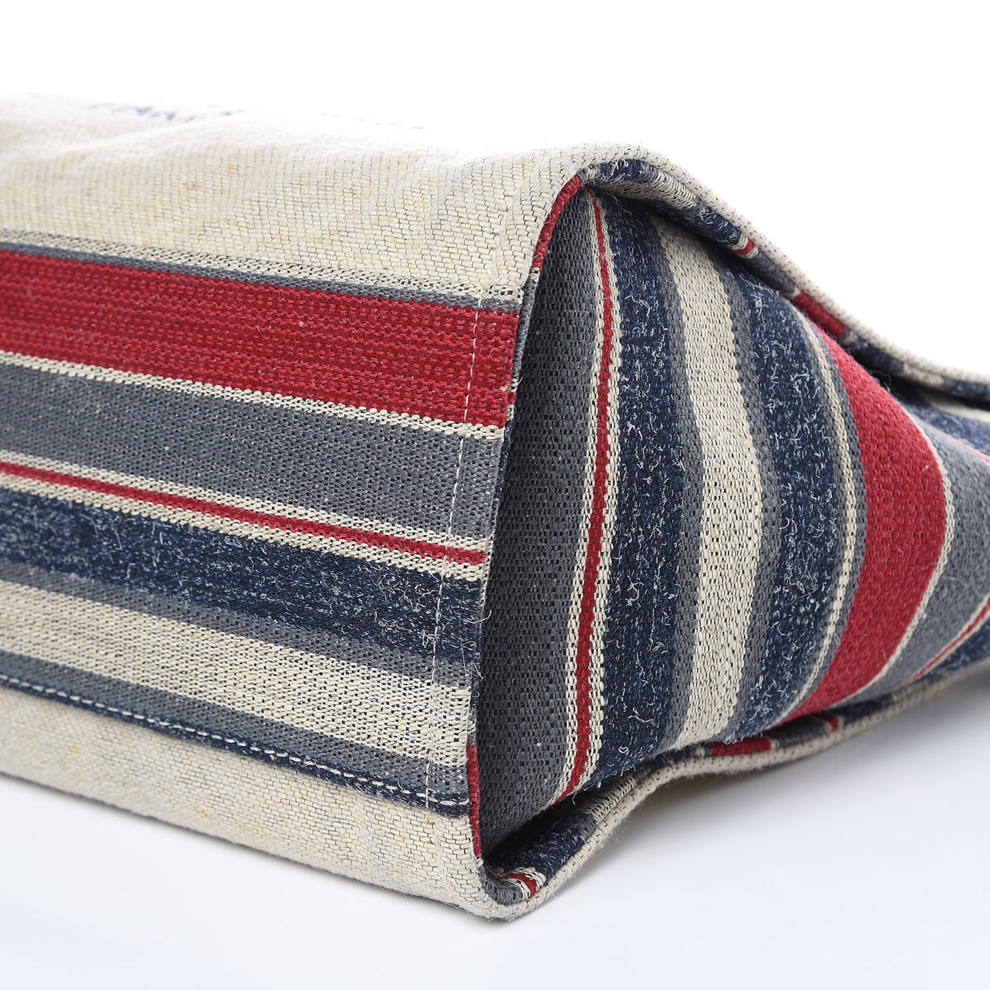 Striped Canvas Medium Deauville Tote Beige