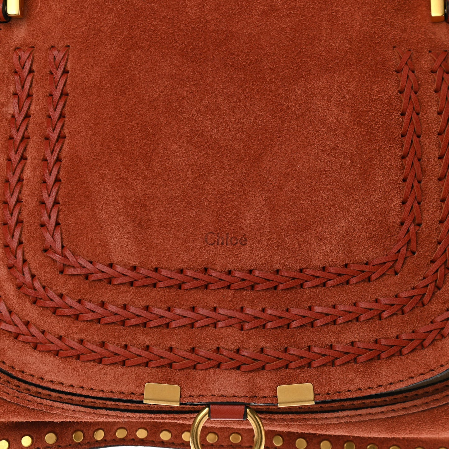 Suede Calfskin Braided Medium Marcie Satchel Terracotta Red