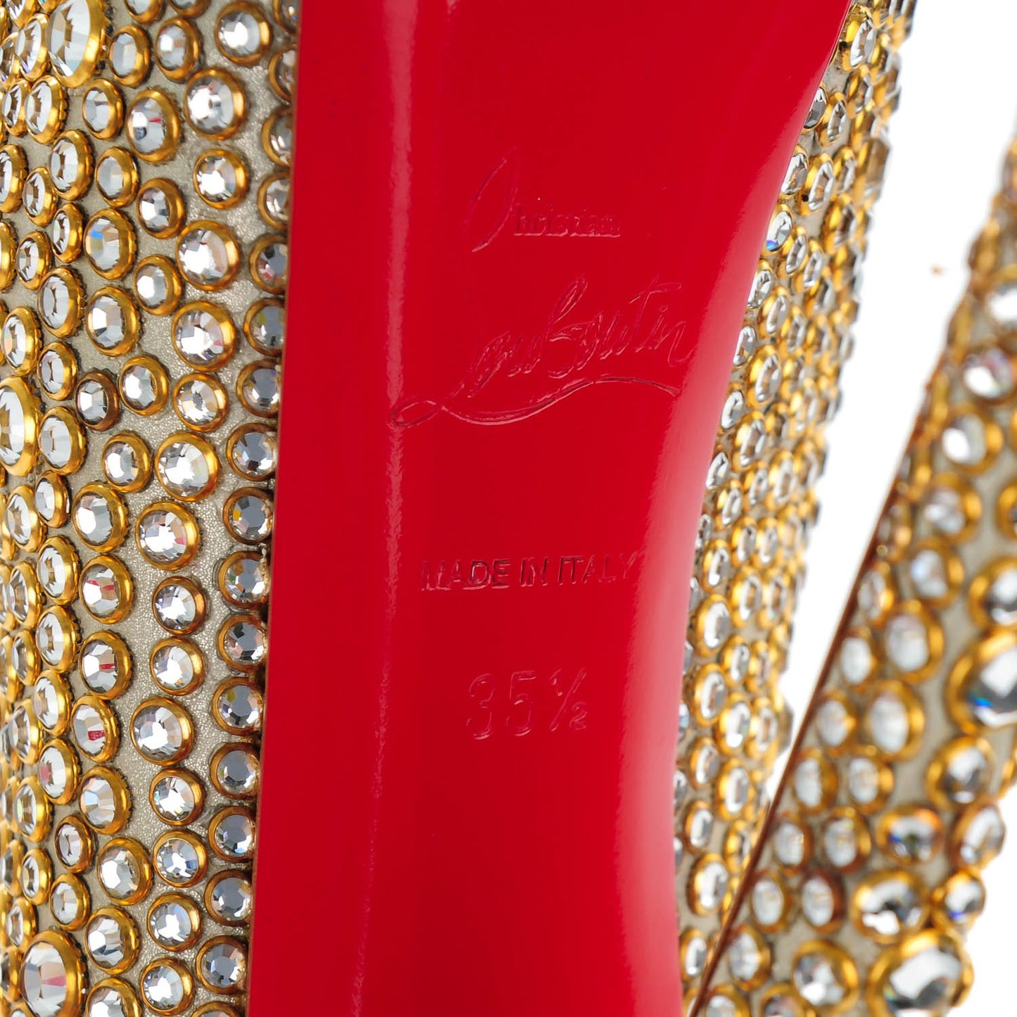 Crystal Suede Burma Daffodile Strass 160 Pumps 35.5 Gold